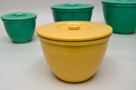 Vintage FiestaNesting Bowl Lid number two in original yellow: Gift, Rare, Hard to Find, Buy Onlline Now, American Antique Pottery
