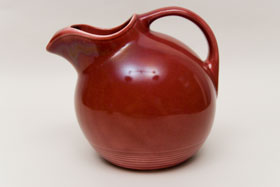 Maroon Harlequin Service Water Pitcher: Gift, Rare, Hard to Find, Buy Onlline Now, American Antique Pottery