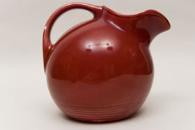 homer laughlin vintage harlequin dinnerware lines original first color maroon service water ball pitcher
