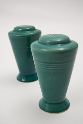 Vintage Harlequin Pottery Salt and Pepper Shakers in Original Mauve Glaze