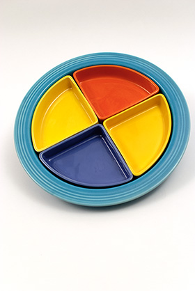 Harlequin Pottery For Sale: Relish Tray: Turquoise Red Maroon Mauve Yellow
Harlequin Pottery For Sale: Relish Tray: Turquoise Red Maroon Mauve Yellow