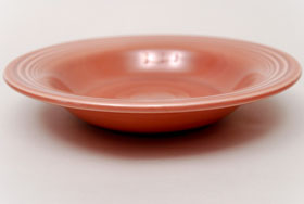 Vintage Fiesta 50s Color Rose Deep Plate: Hard to Find Go-Along Fiestaware Pottery For Sale
