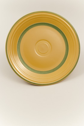 Vintage Fiesta Yellow Luncheon Plate with Hand Applied Green Stripes