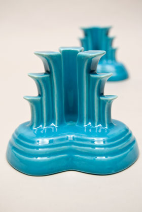 Vintage Fiesta Tripod Candle Holders in Turquoise: Hard to Find Go-Along Fiestaware Pottery For Sale
Vintage Fiesta Tripod Candle Holders in Turquoise: Hard to Find Go-Along Fiestaware Pottery For Sale