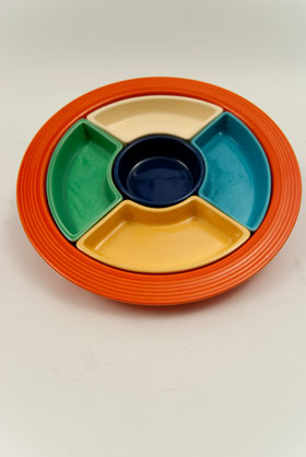 Fiesta Relish Tray: Complete, Original All Red Vintage Fiestaware For Sale Fiesta Relish Tray: Complete, Original All Red Vintage Fiestaware For Sale