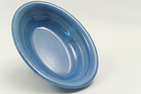 Vintage Harlequin Pottery Oval Baker in Original Mauve Blue Glaze