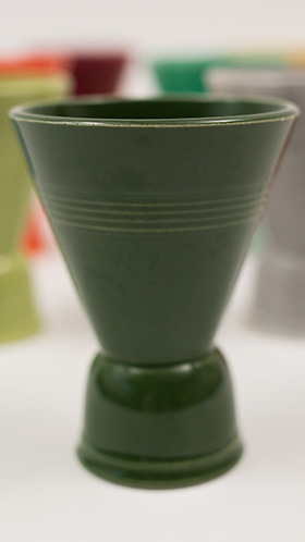 Vintage Harlequin Double Egg Cup in Forest Green
