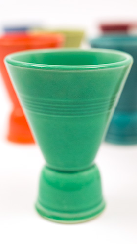 Vintage Harlequin Double Egg Cup in Light Green: Homer Laughlin Dinnerware 30s 40s American Solid Color Art Deco