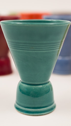 Vintage Harlequin Double Egg Cup in Spruce Glaze