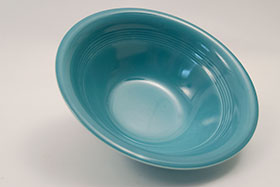 Vintage Harlequin Pottery 9 Inch Nappy Bowl in Original Turquoise Glaze