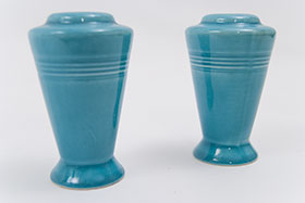 Vintage Harlequin Pottery Salt and Pepper Shakers in Original Turquoise Glaze