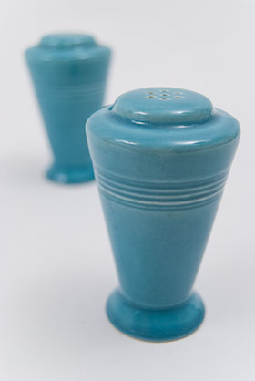 Vintage Harlequin Pottery Salt and Pepper Shakers in Original Turquoise Glaze
