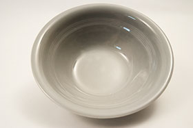 Vintage Harlequin Pottery 9 Inch Nappy Bowl in 50s Gray Glaze