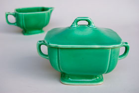 Riviera Pottery for Sale: Original Green Sugar and Creamer Set from vintagefiestaware.com
Riviera Pottery for Sale: Original Green Sugar and Creamer Set from vintagefiestaware.com