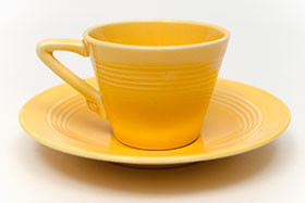 Harlequin Demitasse Cup Saucer Set Original Yellow Original Glaze