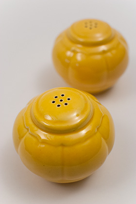 Riviera Homer Laughlin Pottery Yellow Salt and Pepper Shakers