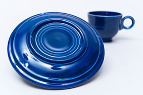 Fiesta Cobalt Blue Fiesta Teacup and Saucer Fiestaware Pottery For Sale