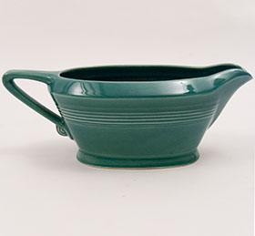 Vintage 50s Dark Forest Green Harlequin Pottery Sauce Boat