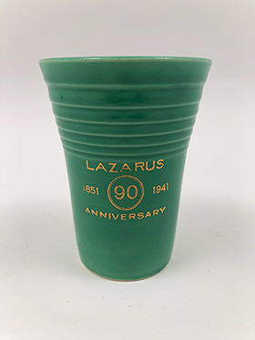 Vintage Fiesta Lazarus 1941 Anniversary Water Tumbler in Original Green Glaze