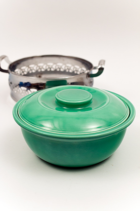 Original Green Kitchen Kraft Casserole with Medal Holder: GoAlong Fiestaware Pottery For Sale