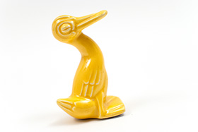 Harlequin Animal Novelty Duck in Yellow Glaze Homer Laughlin Pottery for Woolworths