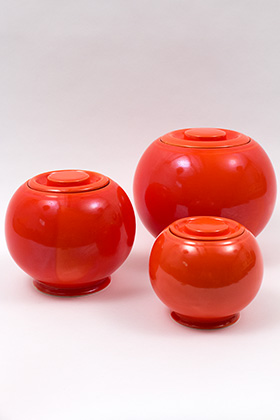 Vintage Fiesta Kitchen Kraft Small Covered Ball Jar in Original Red Glaze