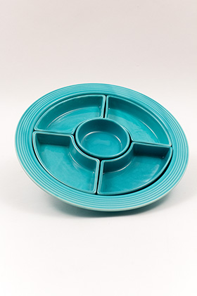Fiesta Relish Tray All Turquoise Glaze Fully Marked Thick Walled Construction Fiesta Relish Tray All Turquoise Glaze Fully Marked Thick Walled Construction