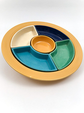 Fiesta Relish Tray on Yellow Base Fiesta Relish Tray on Yellow Base