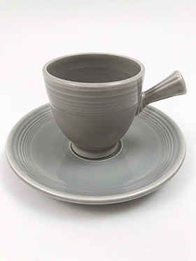 50s Fiestaware Gray AD Demitasse Cup and Saucer Set