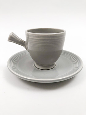 Hard to find fiesta tableware from 1950s Fiestaware Gray AD Demitasse Cup and Saucer Set