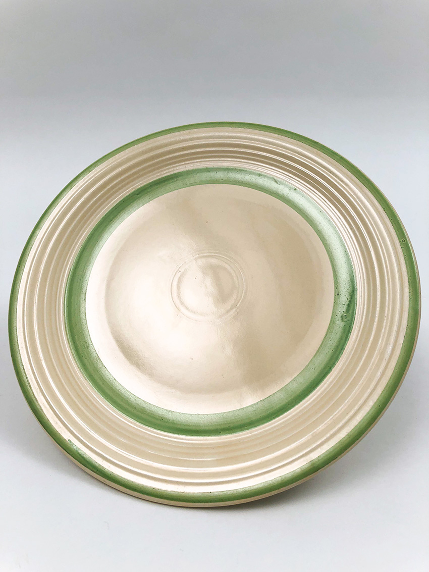 ivory vintage fiesta salad plate with green stripes