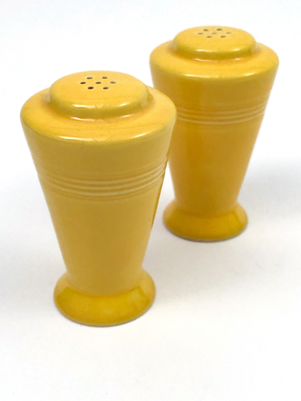 vintage harlequin yellow salt and pepper shakers