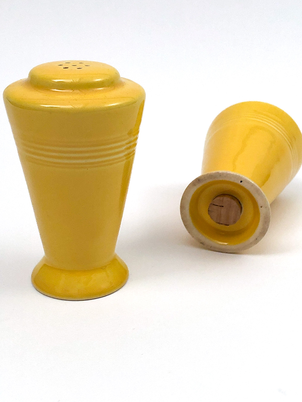vintage harlequin yellow salt and pepper shakers
