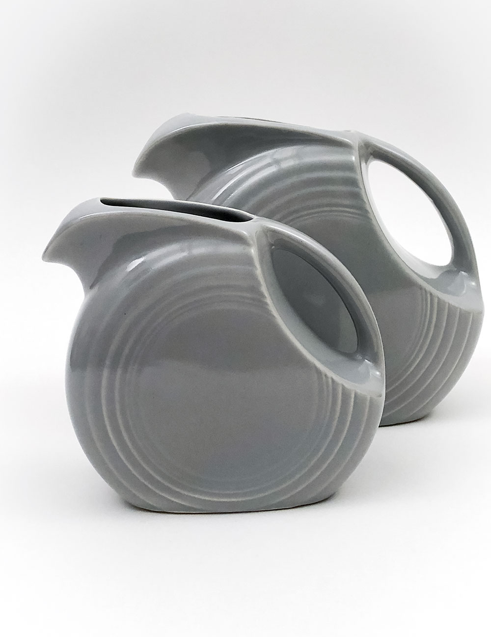 small gray older fiesta gray disc pitcher