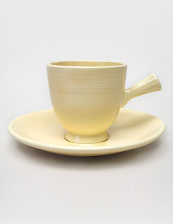 ivory vintage fiestaware demitasse stick handled cup and saucer set for sale