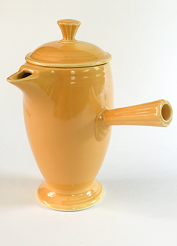 yellow vintage fiestaware after dinner AD demitasse stick handled coffee pot for sale