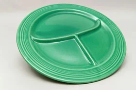 Original green vintage fiestaware 10 inch divided compartment plate for sale