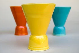 Vintage Harlequin Double Egg Cup in Yellow Color For Sale