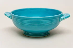 turquoise vintage fiestaware cream soup bowl for sale