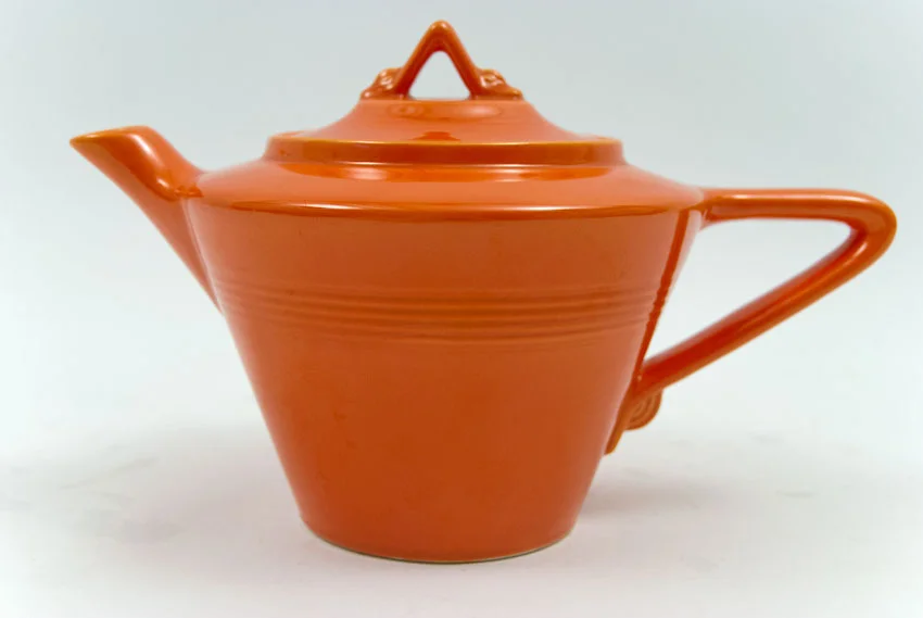 red vintage harlequin homer laughlin teapot for sale