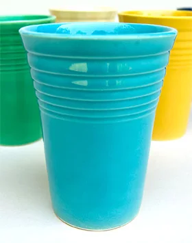 Vintage Fiestaware Water Tumbler in Original Turquoise Colored Glaze for Sale