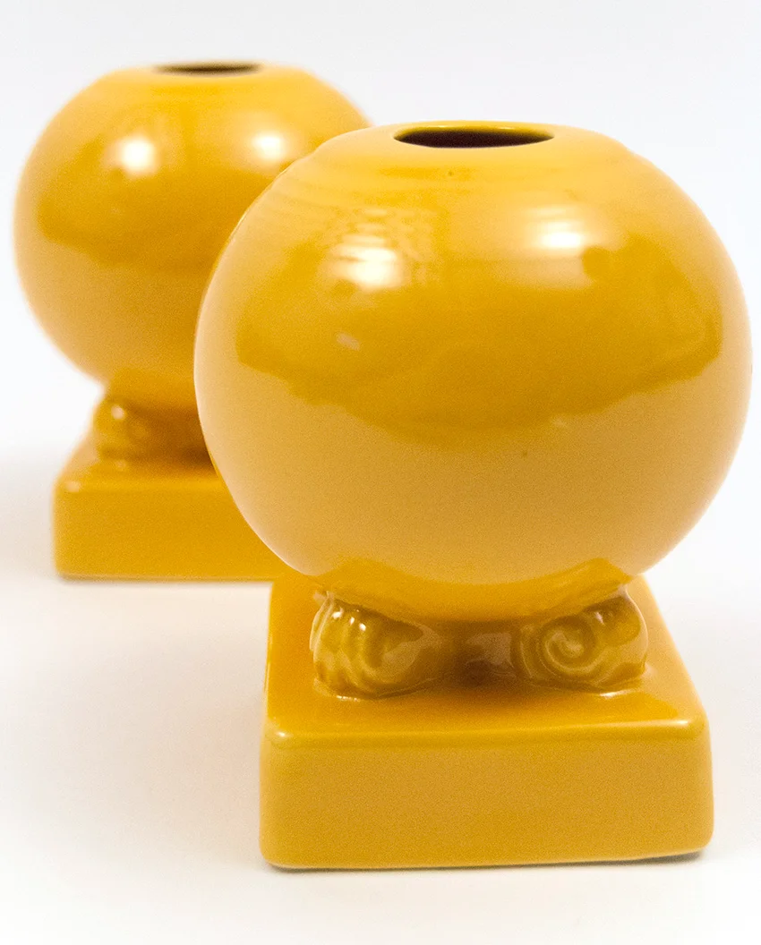 yellow vintage fiesta bulb candle holders