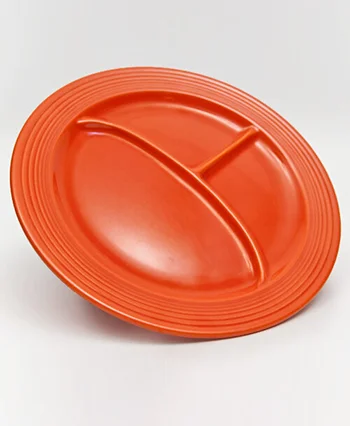 red vintage fiestaware 10 inch divided plate