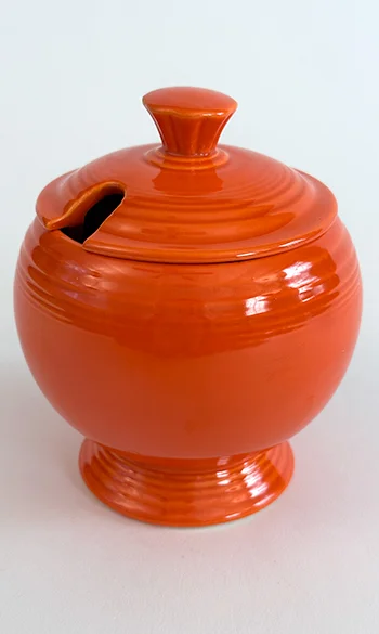 red vintage fiestaware covered marmalade jar for sale