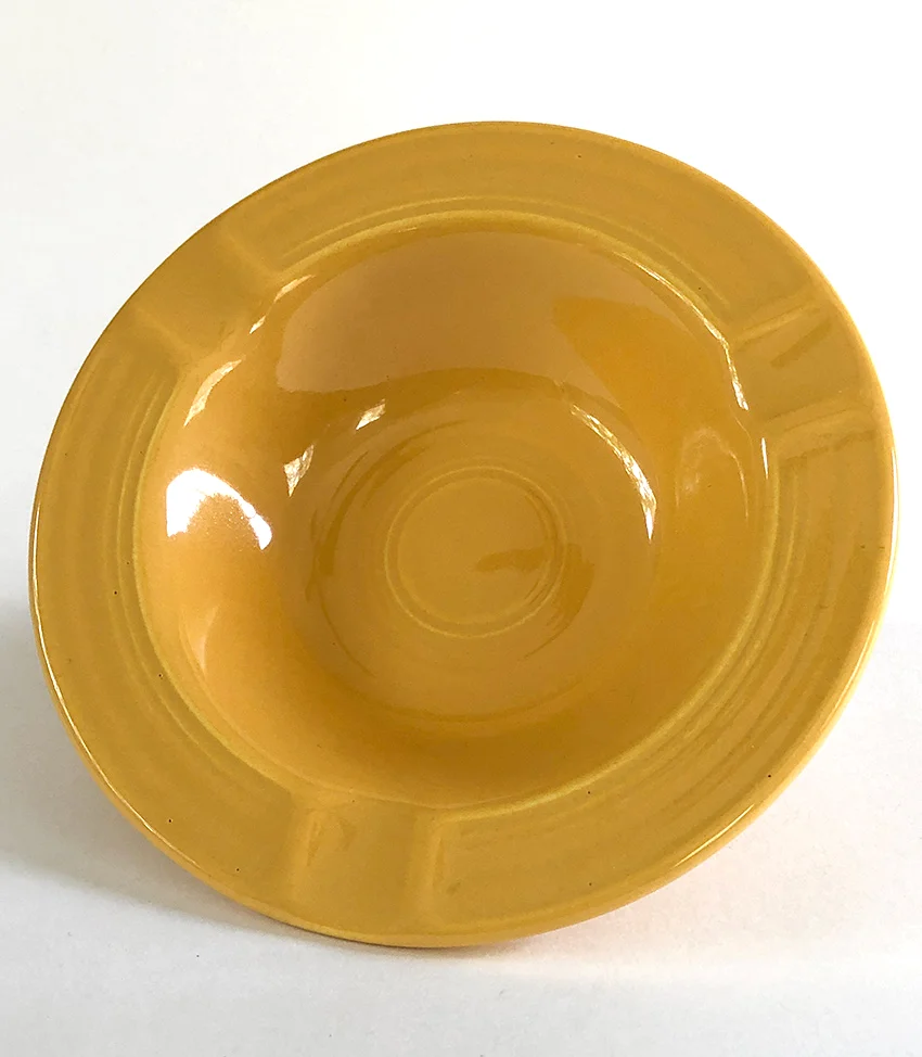 cobalt Yellow vintage fiesta ashtray early variation with bottom rings