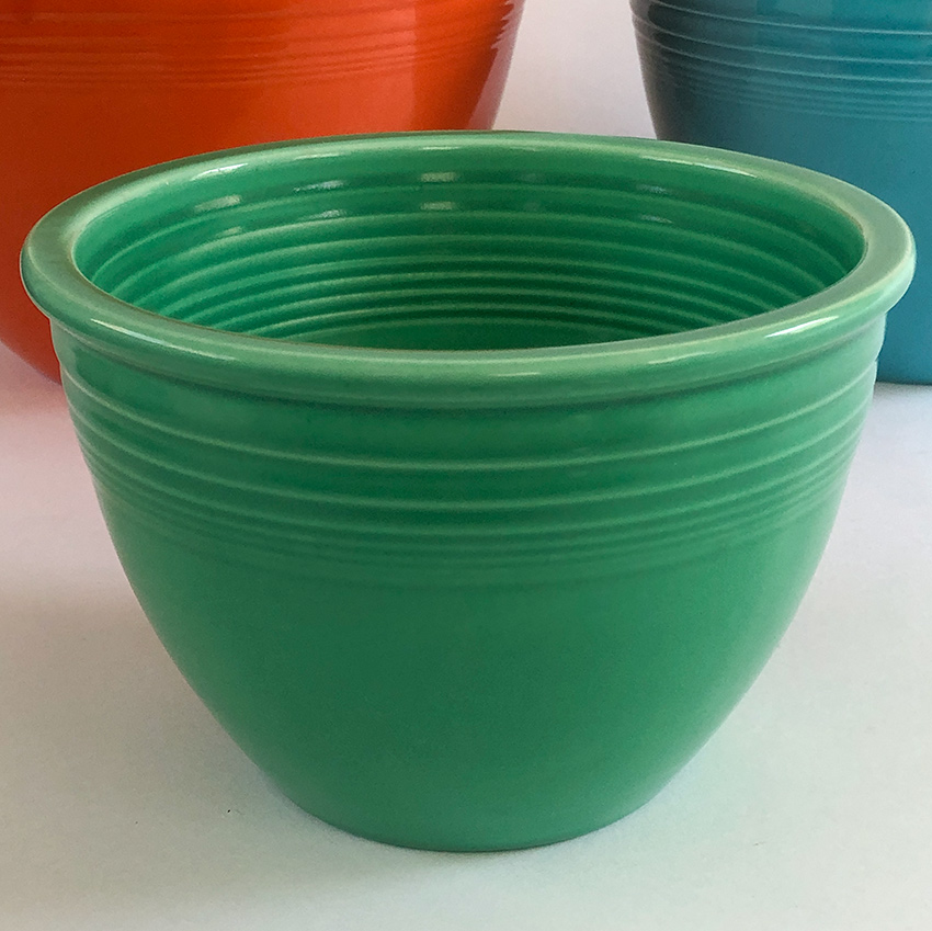 original green vintage fiesta mixing bowl number three size with inside bottom rings for sale