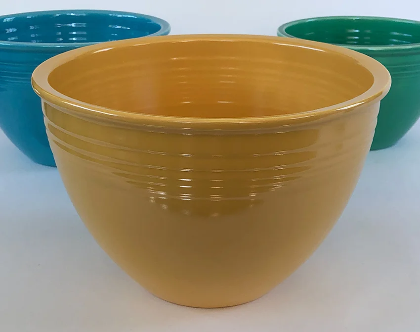 yellow vintage fiesta mixing bowl number six size from the fiestaware nesting bowl set