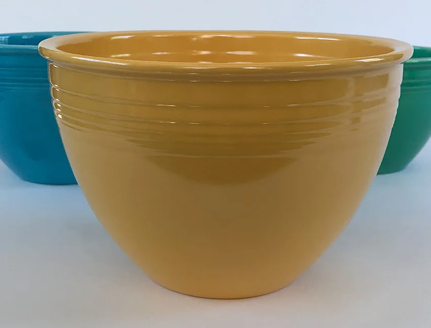 yellow vintage fiesta mixing bowl number six size from the fiestaware nesting bowl set