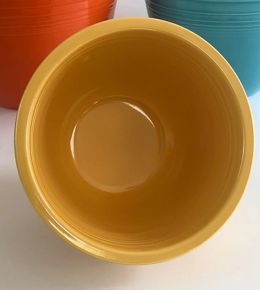 yellow vintage fiestaware mixing bowl number three size for sale