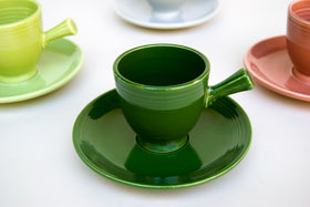 50s Fiestaware Forest Green AD Demitasse Cup and Saucer Set